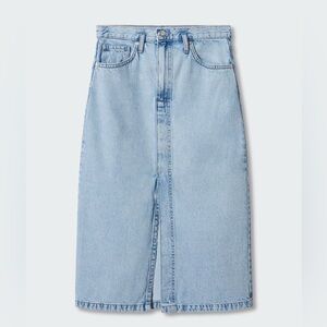 Mango Light Blue Denim Midi Skirt